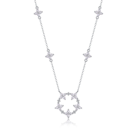 Silver-Tone Celestial Star Pendant Necklace - View 1 - Smonu