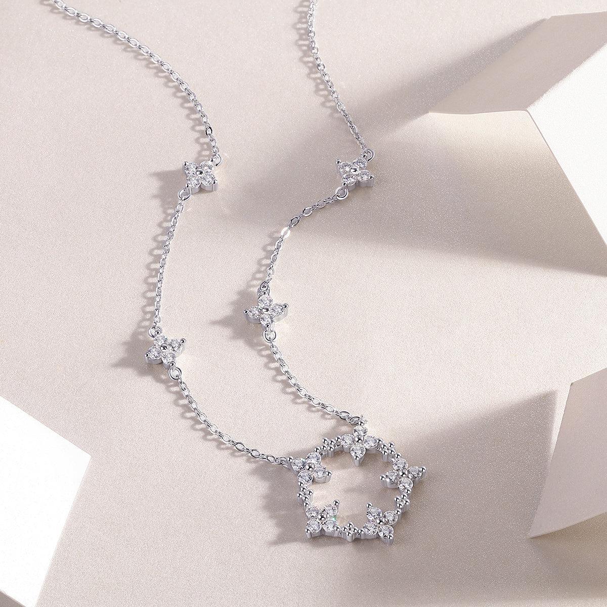 Silver-Tone Celestial Star Pendant Necklace - View 3 - Smonu
