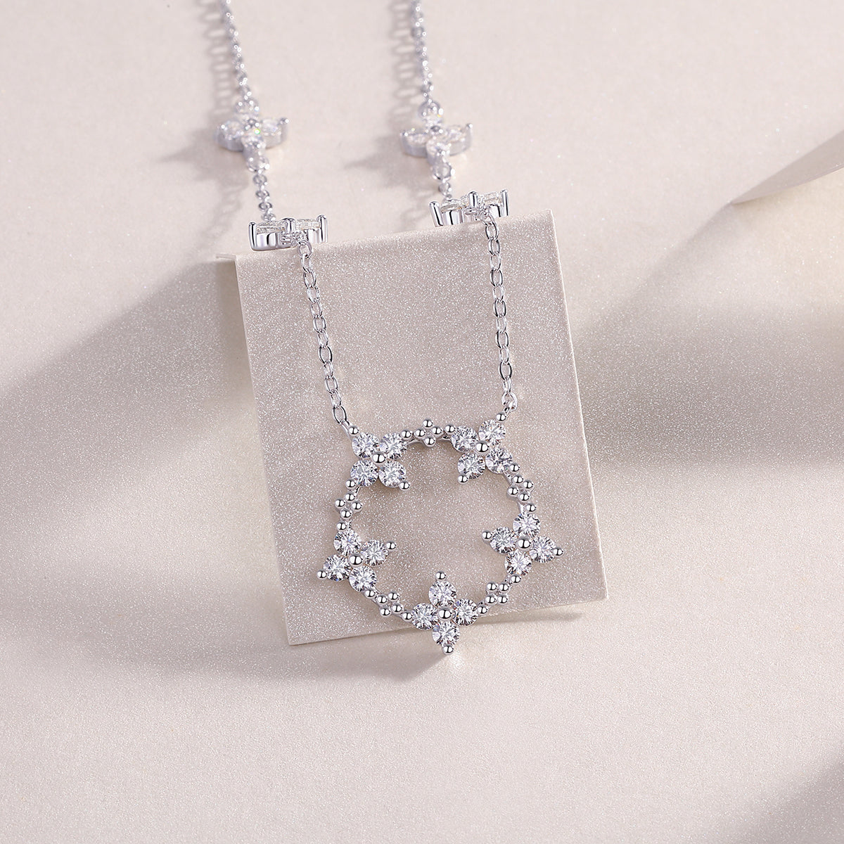 Silver-Tone Celestial Star Pendant Necklace - View 4 - Smonu