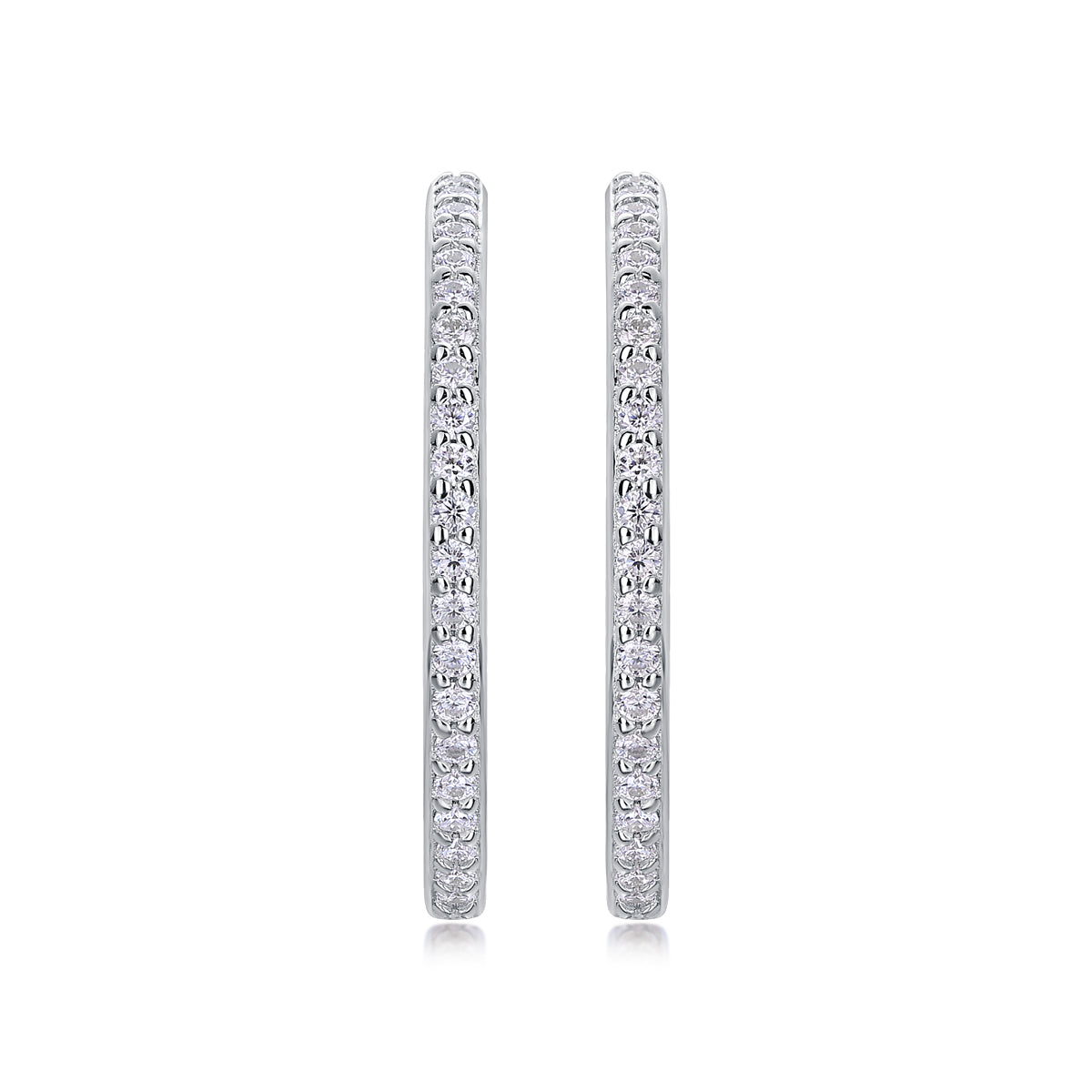 Silver-Tone Pavé Hoop Earrings - View 1 - Smonu Moissanite Jewelry