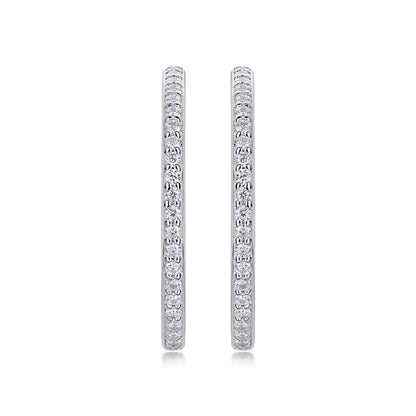 Silver-Tone Pavé Hoop Earrings - View 1 - Smonu Moissanite Jewelry