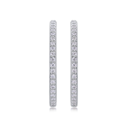 Silver-Tone Pavé Hoop Earrings - View 1 - Smonu Moissanite Jewelry