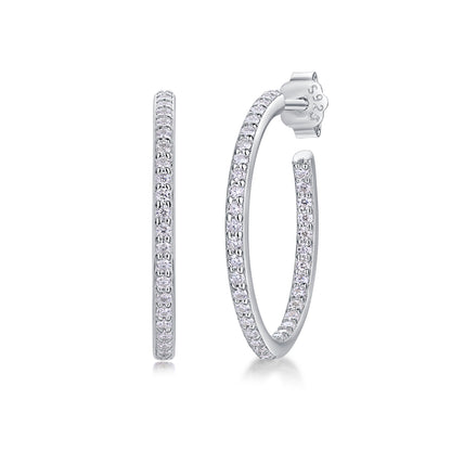 Silver-Tone Pavé Hoop Earrings - View 2 - Smonu Moissanite Jewelry