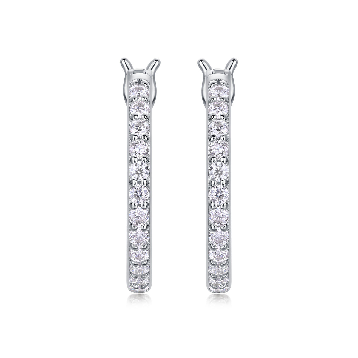 Silver-Tone Pavé Hoop Earrings - View 5 - Smonu Moissanite Jewelry