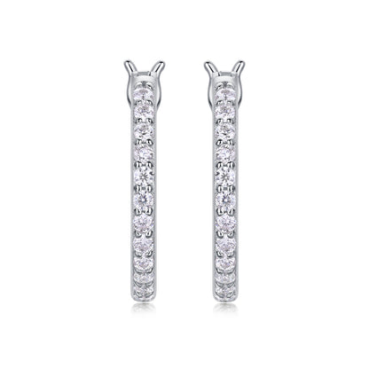 Silver-Tone Pavé Hoop Earrings - View 5 - Smonu Moissanite Jewelry