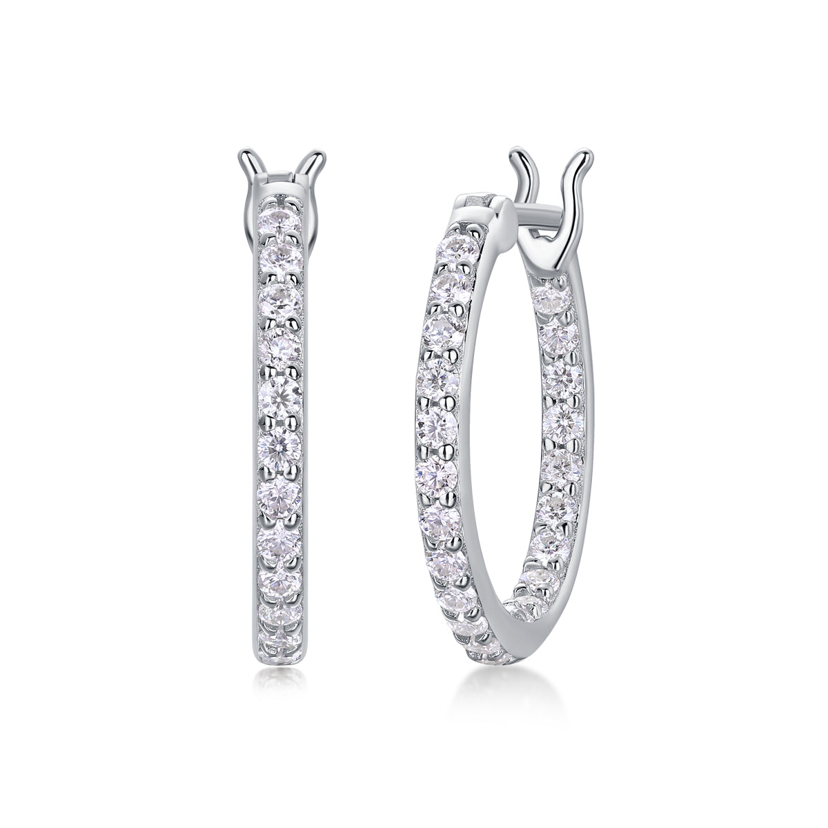 Silver-Tone Pavé Hoop Earrings - View 6 - Smonu Moissanite Jewelry