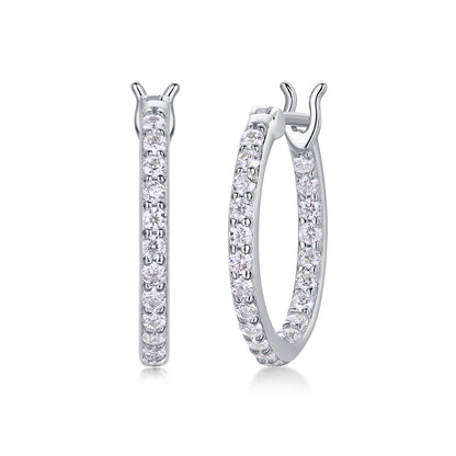 Silver-Tone Pavé Hoop Earrings - View 6 - Smonu Moissanite Jewelry
