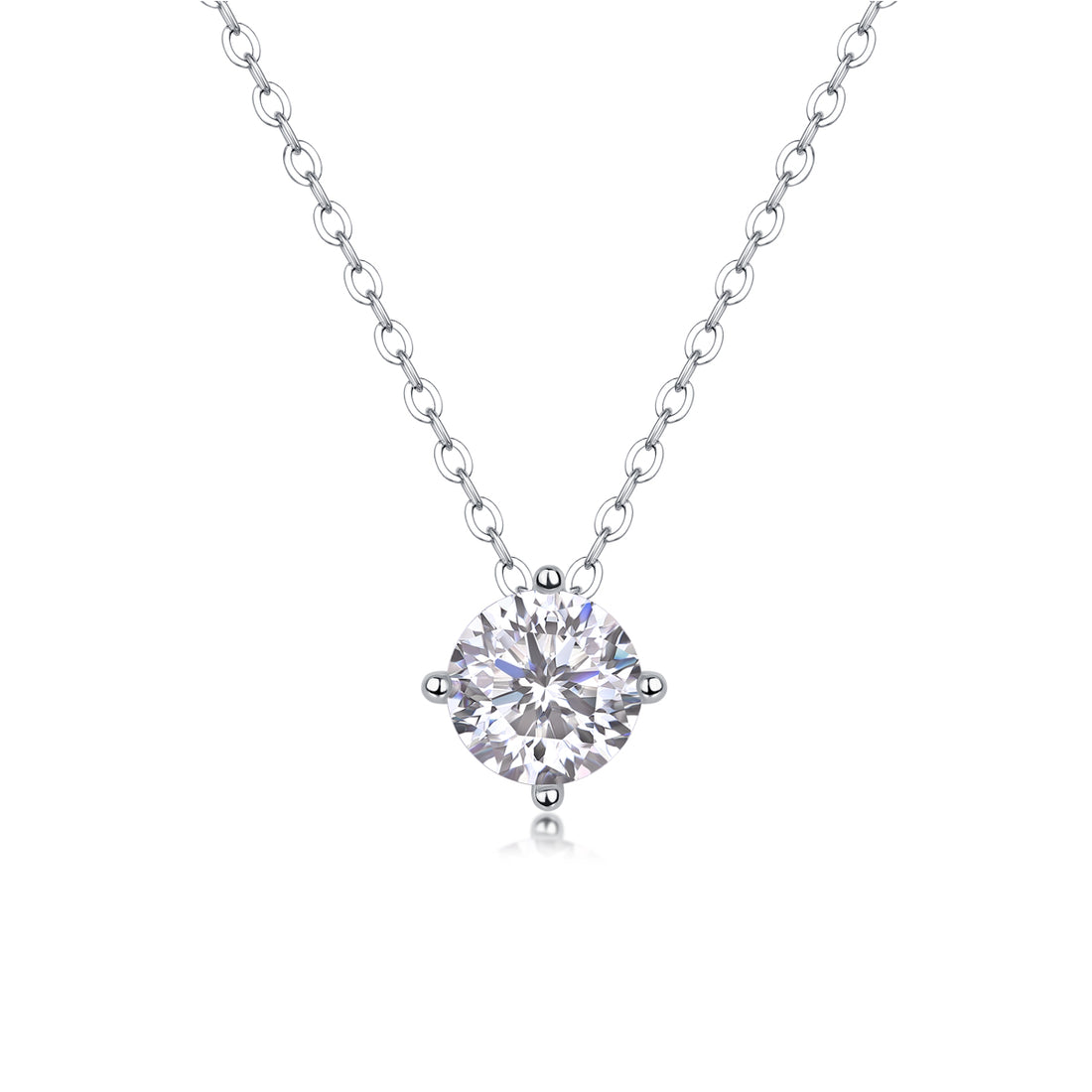 Silver Solitaire Moissanite Pendant Necklace