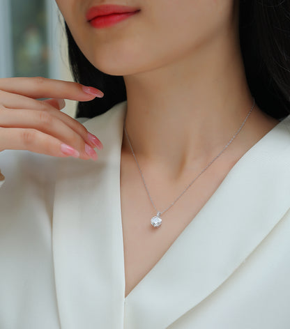 Silver-Tone Round Stone Necklace - View 1 - Smonu