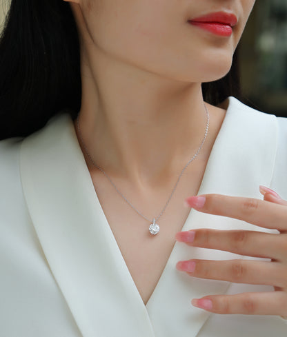 Silver-Tone Round Stone Necklace - View 2 - Smonu
