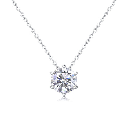 Silver-Tone Round Stone Solitaire Necklace - View 1 - Smonu