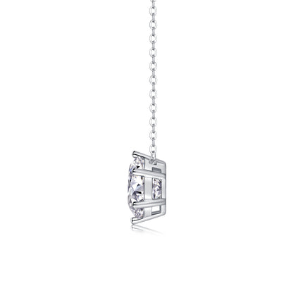 Silver-Tone Round Stone Solitaire Necklace - View 2 - Smonu