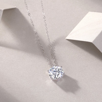 Silver-Tone Round Stone Solitaire Necklace - View 3 - Smonu
