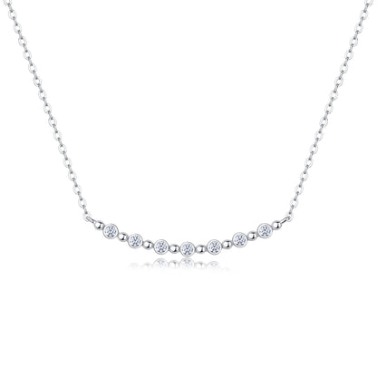 Silver-tone Minimalist Necklace with Row of Stones - View 1 - Smonu