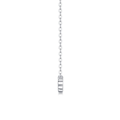 Silver-tone Minimalist Necklace with Row of Stones - View 2 - Smonu