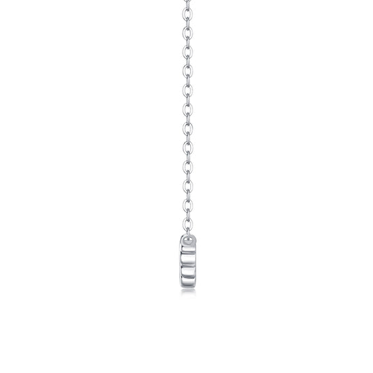 Silver-tone Minimalist Necklace with Row of Stones - View 2 - Smonu