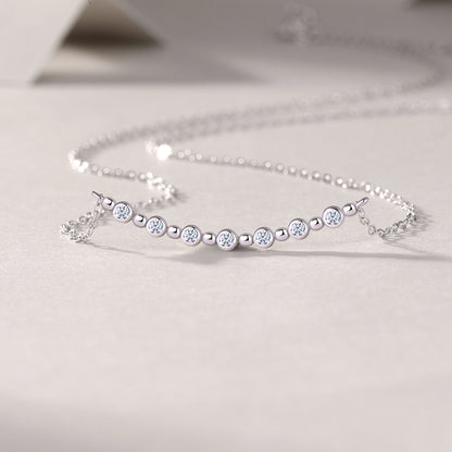 Silver-tone Minimalist Necklace with Row of Stones - View 3 - Smonu