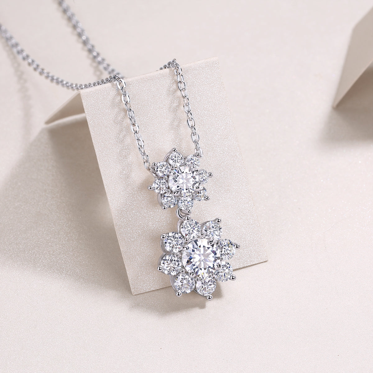 Silver-Tone Floral Pendant Necklace - View 4 - Smonu