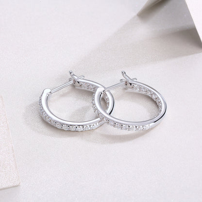 Silver-Tone Pavé Hoop Earrings - View 8 - Smonu Moissanite Jewelry