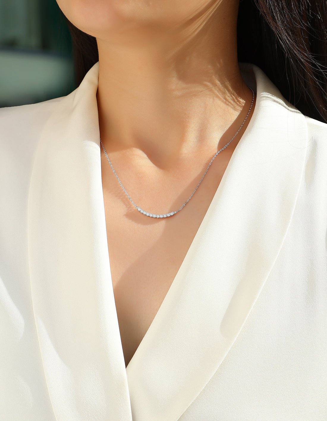Silver Minimalist Moissanite Pendant Necklace