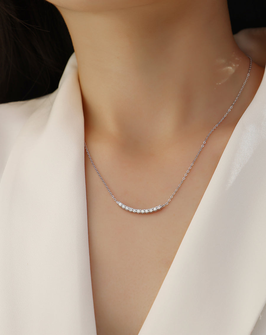 Silver Minimalist Moissanite Pendant Necklace
