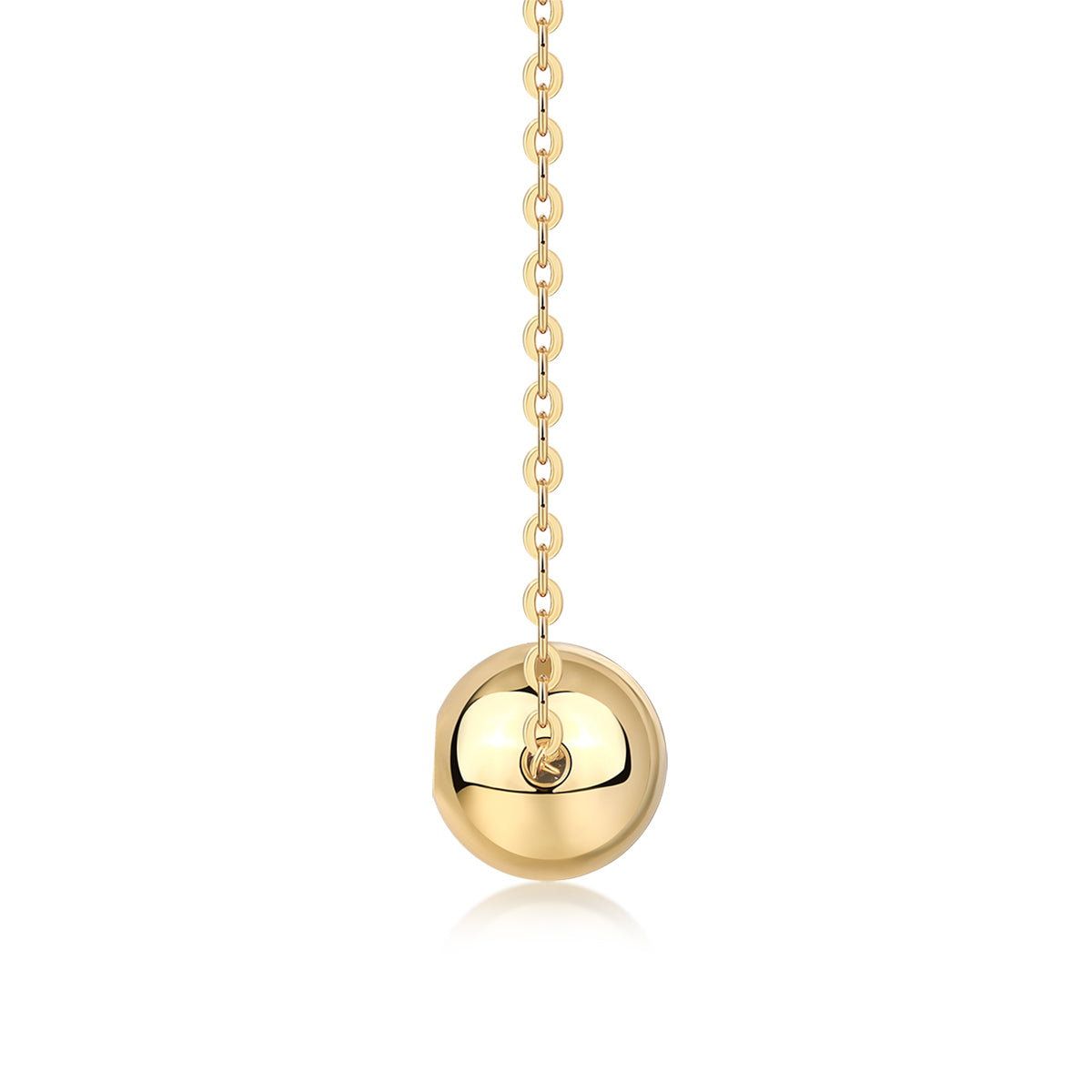 Gold-Tone Textured Sphere Necklace with Clear Stone - View 8 - Smonu