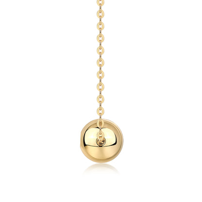 Gold-Tone Textured Sphere Necklace with Clear Stone - View 8 - Smonu