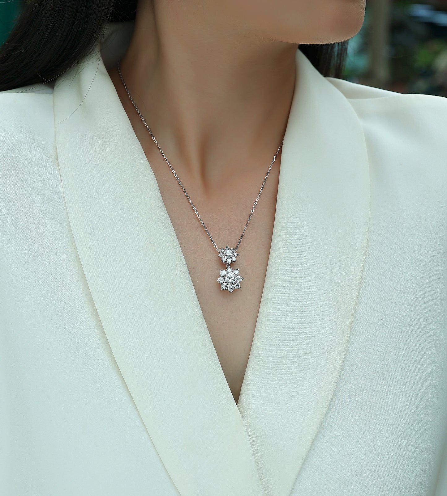 Silver-Tone Floral Pendant Necklace - View 7 - Smonu