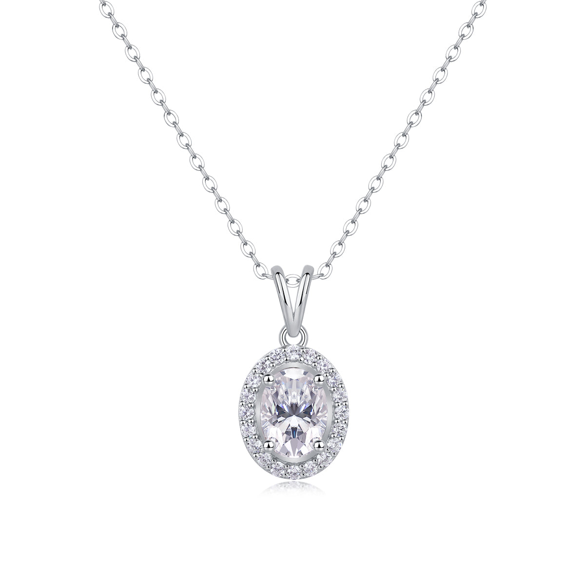 Silver-Tone Bezel Setting Round Stone Necklace - View 4 - Smonu