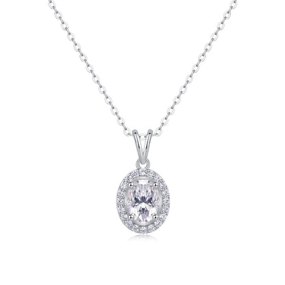 Silver-Tone Bezel Setting Round Stone Necklace - View 4 - Smonu