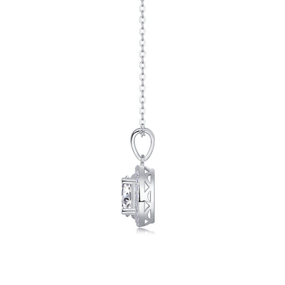 Silver-Tone Bezel Setting Round Stone Necklace - View 5 - Smonu