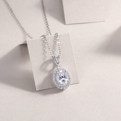 Silver-Tone Bezel Setting Round Stone Necklace - View 7 - Smonu