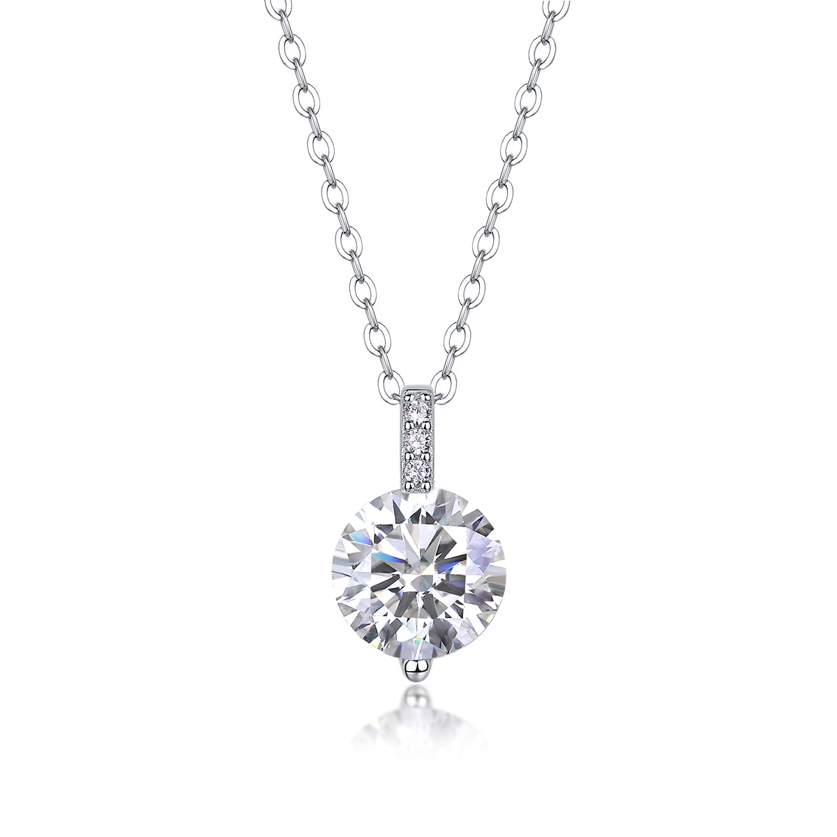 Silver-Tone Round Stone Necklace - View 3 - Smonu