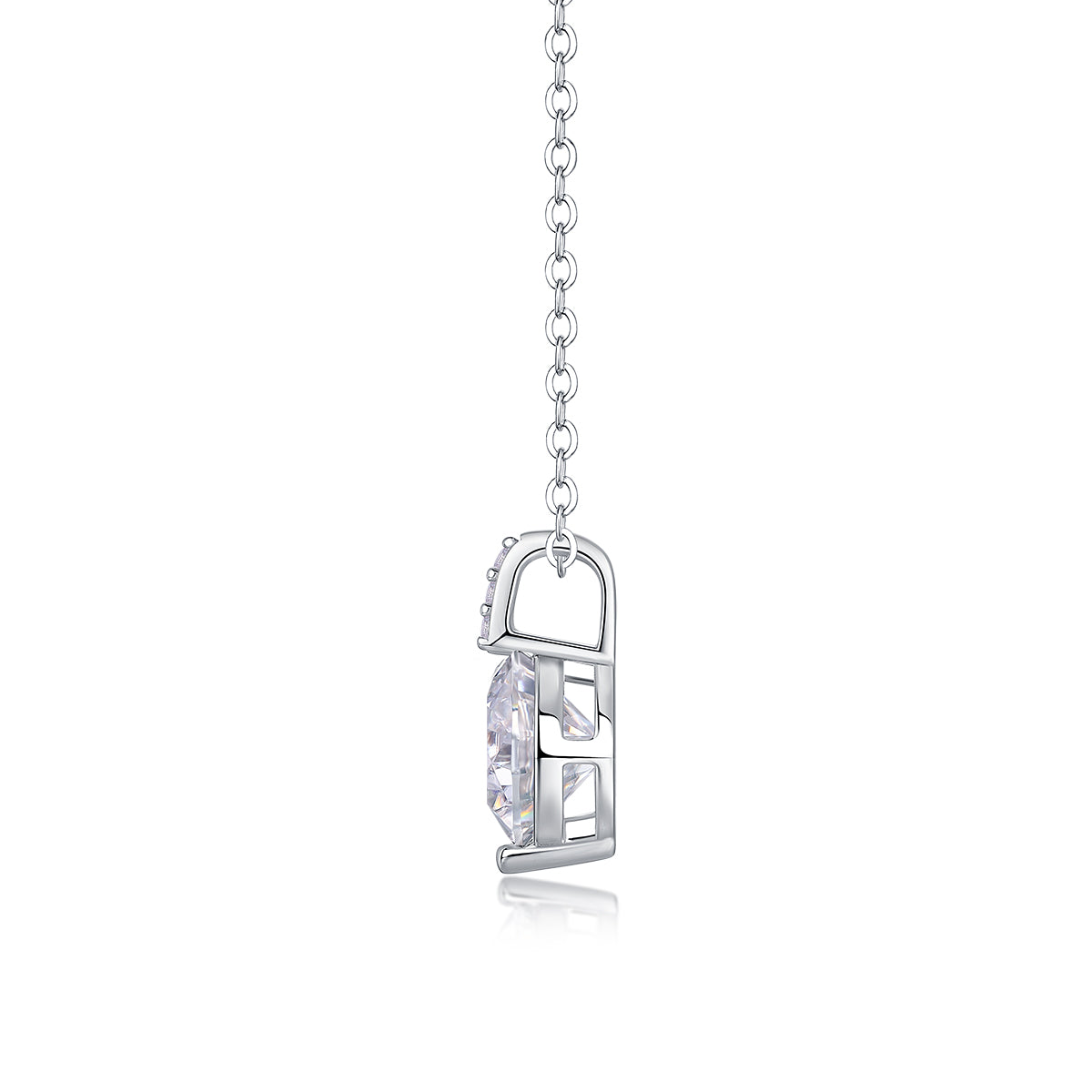 Silver-Tone Round Stone Necklace - View 4 - Smonu