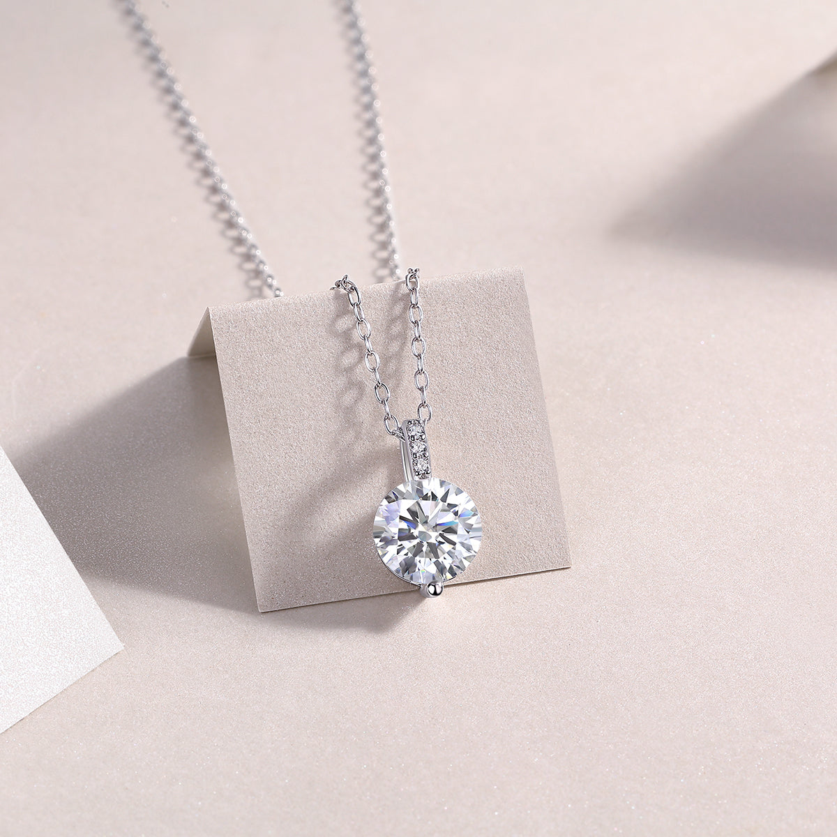 Silver-Tone Round Stone Necklace - View 5 - Smonu