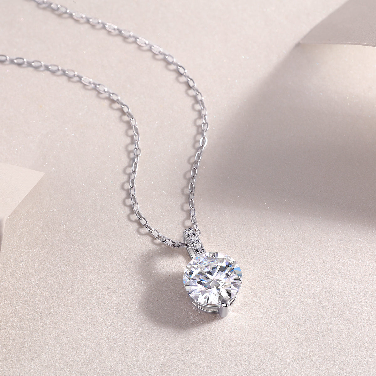 Silver-Tone Round Stone Necklace - View 6 - Smonu