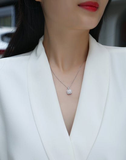 Silver-Tone Solitaire Stone Necklace - View 4 - Smonu