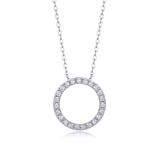 Silver-Tone Circular and Bar Pendant Necklace - View 1 - Smonu