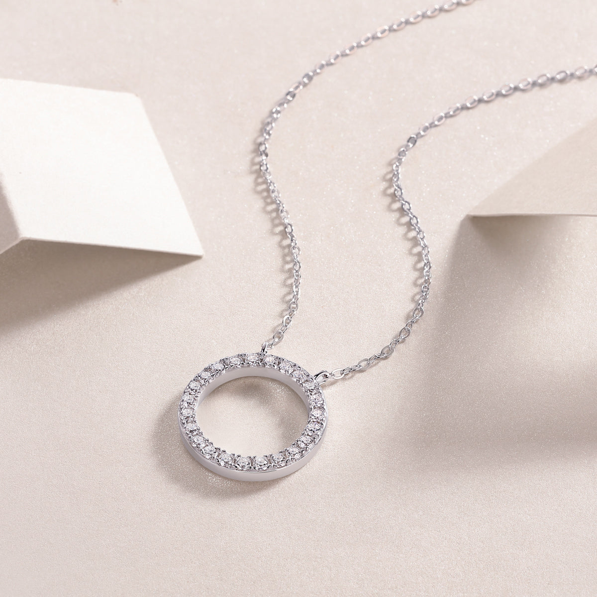 Silver-Tone Circular and Bar Pendant Necklace - View 3 - Smonu