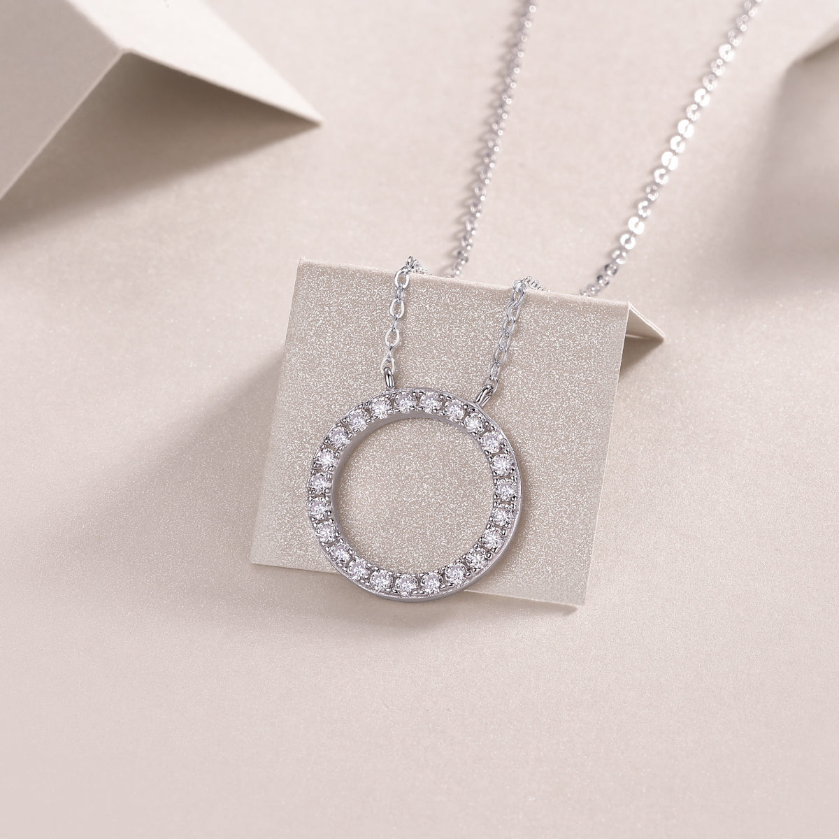 Silver-Tone Circular and Bar Pendant Necklace - View 4 - Smonu