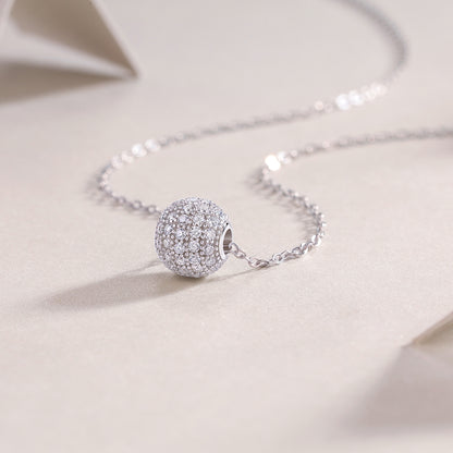 Silver-Tone Spherical Pendant Necklace - View 1 - Smonu