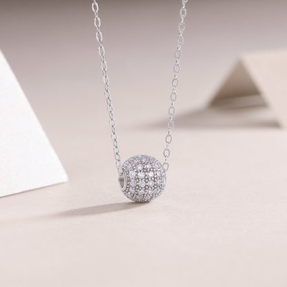 Silver-Tone Spherical Pendant Necklace - View 3 - Smonu