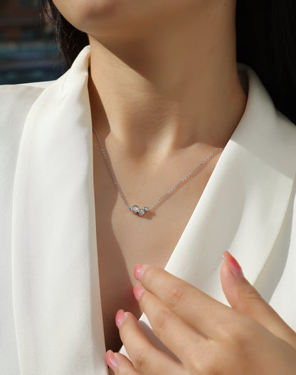 Silver-Tone Bezel Setting Necklace - View 5 - Smonu