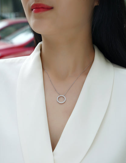 Silver-Tone Circular and Bar Pendant Necklace - View 5 - Smonu