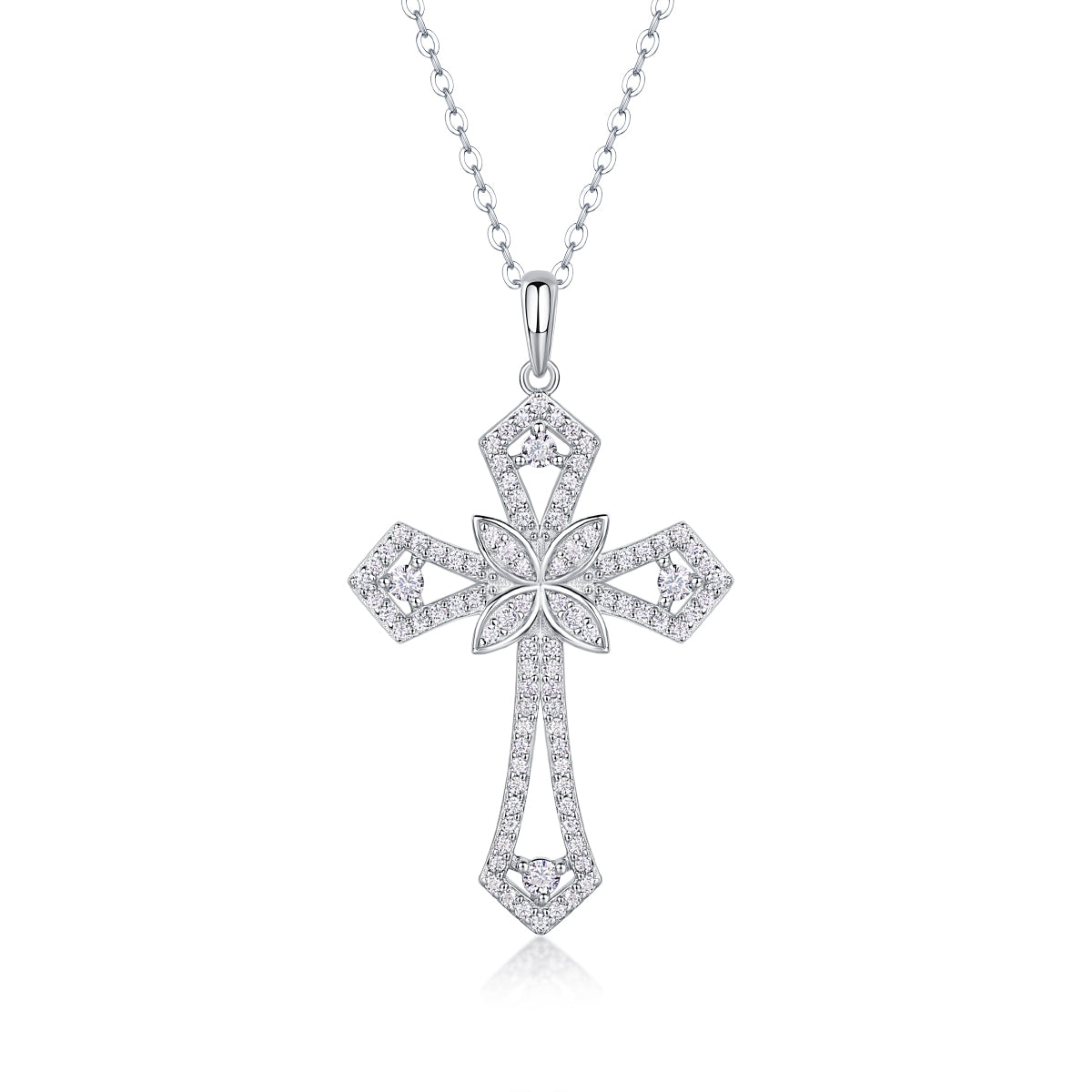 Silver-Tone Cross Pendant Necklace - View 6 - Smonu