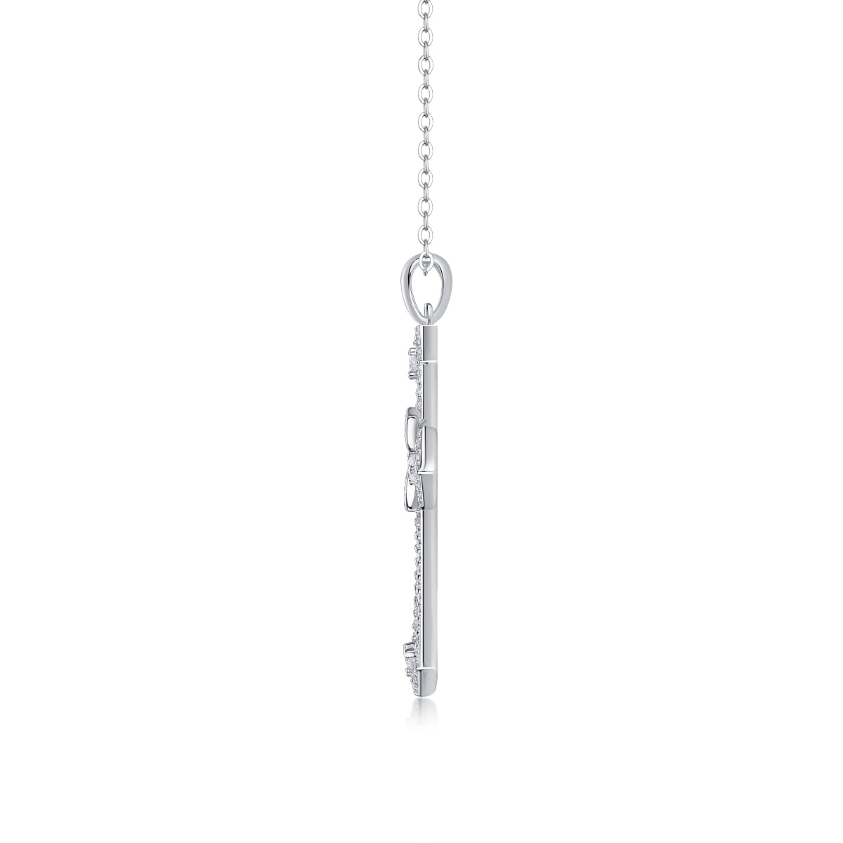 Silver-Tone Cross Pendant Necklace - View 7 - Smonu