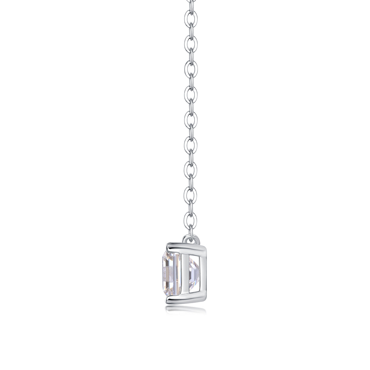 Silver-Tone Princess Cut Clear Stone Necklace - View 4 - Smonu