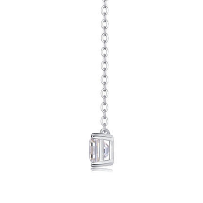 Silver-Tone Princess Cut Clear Stone Necklace - View 4 - Smonu