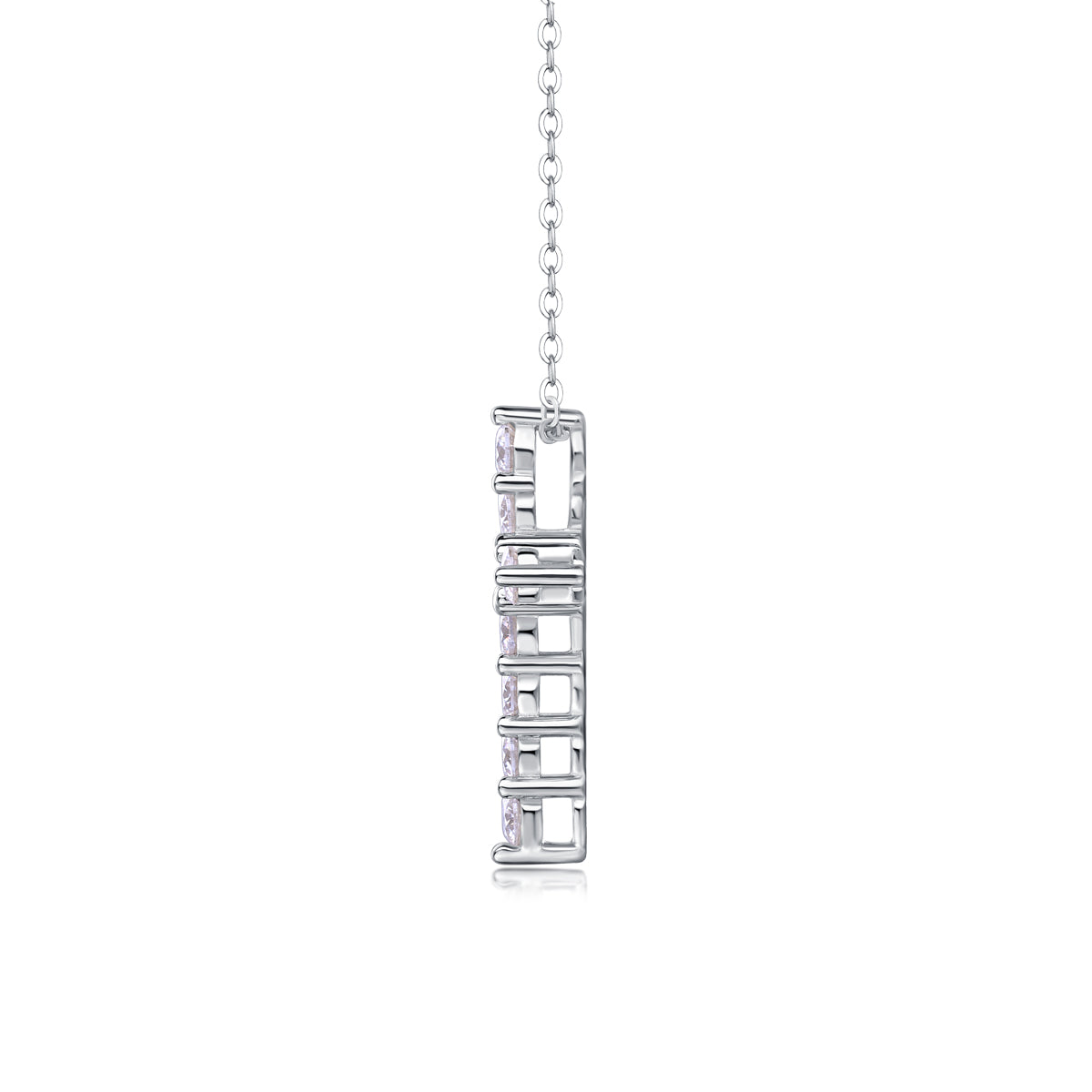Silver-Tone Pavé Cross Pendant Necklace - View 4 - Smonu