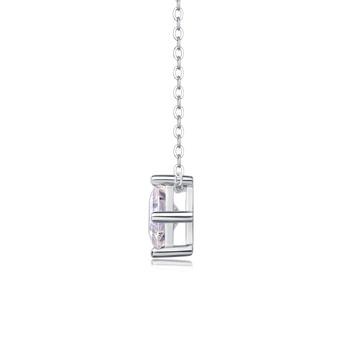 Silver-Tone Princess Cut Bezel Necklace - View 4 - Smonu